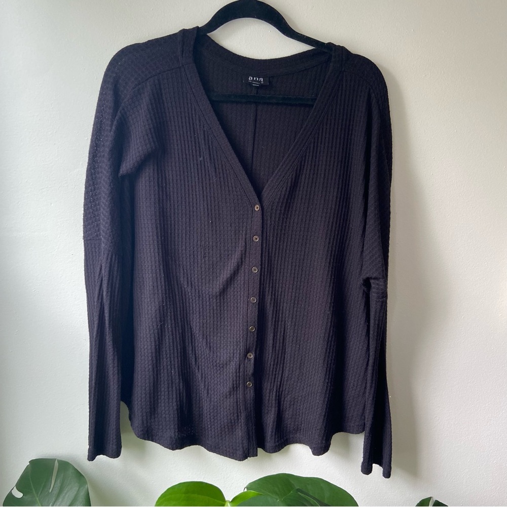 a.n.a Black Textured Knit top